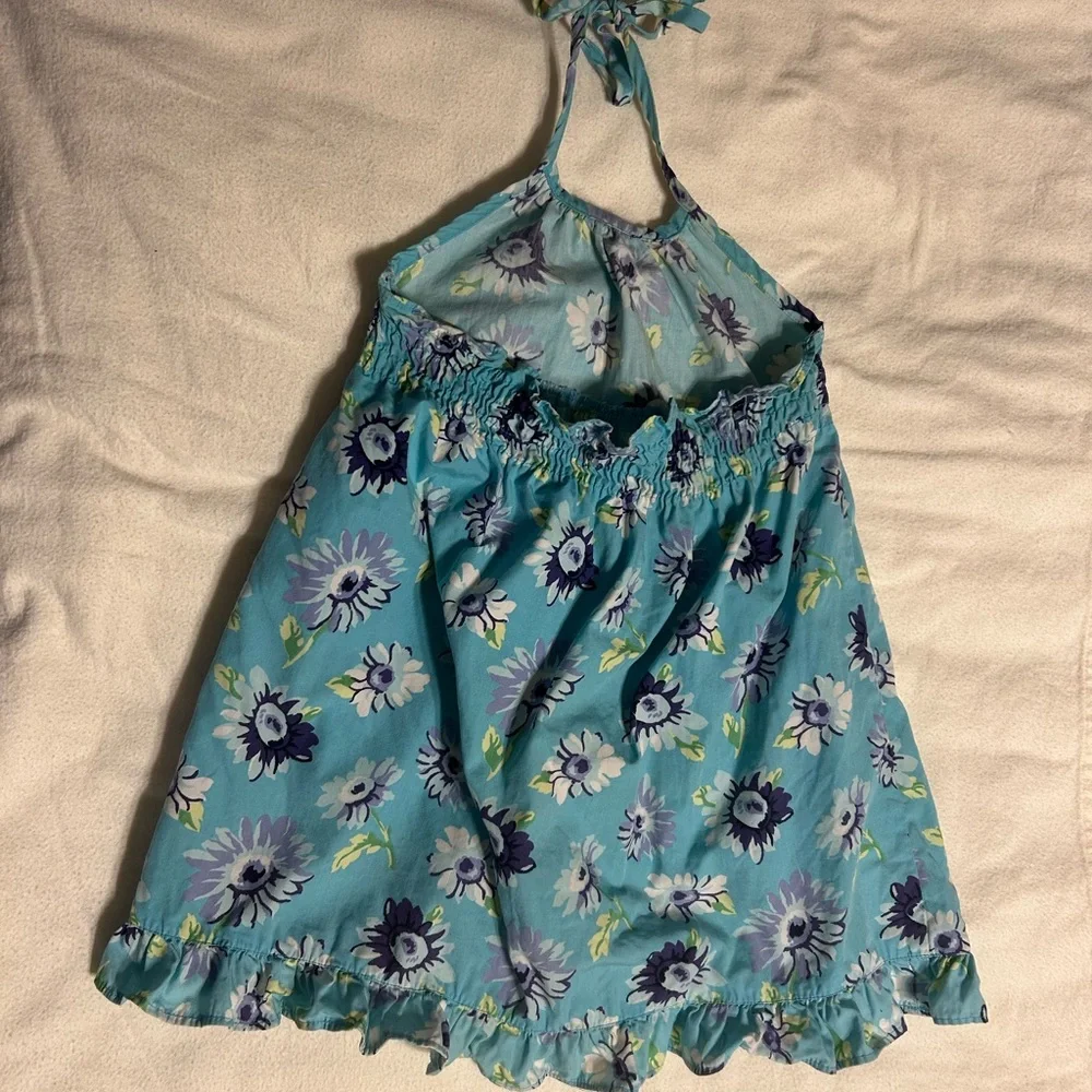 Floral Halter Dress in Blue and Green‎